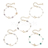 5Pcs 5 Styles Handmade Glass & Opalite & Natural Morganite & Dyed Green Agate & Labradorite & Amethyst Nuggets Beads Necklaces BJEW-JB12461-2