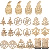 20Pcs 10 Styles Christmas Theme Undyed Wood Big Pendants WOOD-YW0001-25-1