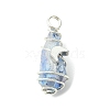 2Pcs Electroplated Natural Quartz Crystal Dyed Copper Wire Wrapped Pendants PALLOY-JF03168-02-3