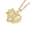 304 Stainless Steel Heart Pendant Necklaces with Cubic Zirconia NJEW-H029-01G-R-1