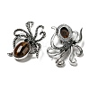 Natural Tiger Eye Octopus Brooch G-Z050-01F-2