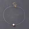 Natural Pearl Pendant Necklace with Nylon Wire for Women NJEW-JN03830-2