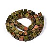 Natural Unakite Beads Strands G-T139-8x8-08A-2