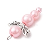 Pearlized Glass Pearl Bead Pendants PALLOY-JF03204-03-5