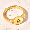 Flat Round with Star Pattern 304 Stainless Steel Micro Pave Clear Cubic Zirconia Finger Rings FS-WG7CEF6-03-2