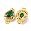 Brass Pave Clear & Green Cubic Zirconia Connector Charms KK-P275-46G-2