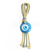 Flat Round with Evil Eye Resin Pendant Decorations EVIL-PW0002-12D-02-1