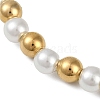 Ion Plating(IP) 304 Stainless Steel & Plastic Pearl Round Beaded Bracelets for Women BJEW-D046-01G-2