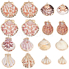 32Pcs 8 Styles Electroplated Natural Mixed Shell Pendants SSHEL-SC0001-62D-1