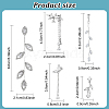 ANATTASOUL 5 Pairs 5 Styles Crystal Rhinestone Leaf Dangle Stud Earrings EJEW-AN0003-54-2