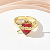 Brass & Glass Cuff Open Rings for Women KK-CBA760A-01B-G-3