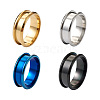 4Pcs 4 Colors Stainless Steel Grooved Finger Ring Settings STAS-TA0002-14B-1