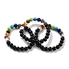 Chakra Round Natural Mixed Stone Beaded Stretch Bracelets BJEW-K251-05-2