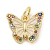 Rack Plating Brass Micro Pave Cubic Zirconia with Enamel Charms KK-Q814-23G-01-1
