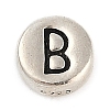 925 Sterling Silver Flat Round with Letter Beads LS-STER-G044-01AS-B-1