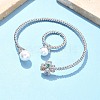 Heart Clover Brass Micro Pave Cubic Zirconia Cuff Bangles & Rings Sets for Women SJEW-R002-02P-01-1