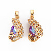 Rack Plating Brass Micro Pave Clear Cubic Zirconia Charms KK-T060-29-RS-2