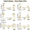 SUNNYCLUE 24Pcs 6tyles Brass Links Connectors KK-SC0001-90C-2