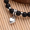 Natural Lava Rock Beaded Stretch Charm Bracelets BJEW-JB02095-02-2