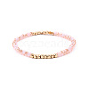 Gold-tone Miyuki Elastic Crystal Beaded Bracelet with Acrylic Tube Beads ST0555930-1