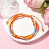 Adjustable Glass Seed Beaded Triple Layer Multi-strand Bracelet BJEW-MZ00048-04-4