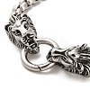 304 Stainless Steel Box Chain Bracelets with Lion Clasps BJEW-E094-05AS-3