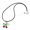 Red Cherry Dyed Synthetic Turquoise Beads & Glass Beaded Pendant Necklaces NJEW-MZ00068-4