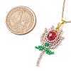 Glass Seed Beaded Flower Pendant Necklaces NJEW-MZ00080-01-3