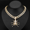 Alloy Full Crystal Rhinestone Halloween Spider Pendant Cuban Link Chain Necklaces for Men FS-WG4B1F3-01-1