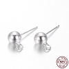 Round 925 Sterling Silver Ear Stud Findings STER-M108-01-1