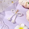 Bowknot Shell Pearl Beaded Pendant Decoration HJEW-TA00297-2