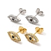 Cubic Zirconia Hollow Out Horse Eye Stud Earrings EJEW-F301-08-1