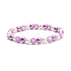 Acrylic Heart & Glass Pearl Beaded Stretch Bracelet for Women BJEW-JB08393-4