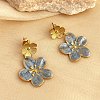 304 Stainless Steel Flower Dangle Stud Earrings EJEW-K296-06G-1