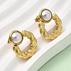 201 Stainless Steel ABS Plastic Pearl Stud Earrings EJEW-Z151-13G-03-1