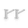 Anti-Tarnish Rhodium Plated 925 Sterling Silver Initial Letter Stud Earrings HI8885-09-1