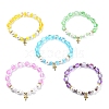 8mm Holographic Synthetic Moonstone & Shell Pearl Round Beaded Stretch Bracelets BJEW-JB10920-1