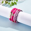 4Pcs 4 Style Acrylic Chunky Curved Tube Stretch Bracelet Sets BJEW-SW00074-01-4