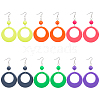 ANATTASOUL 6 Pairs 6 Colors Donut Resin Dangle Earrings with Iron Pins for Women EJEW-AN0004-14-1