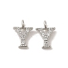 Initial Letter Brass Micro Pave Cubic Zirconia Pendants ZIRC-F008-Y-1