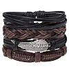 4Pcs Retro Cattlehide Leather Cord Multi-strand Bracelets for Men WGE7990-09-1