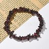 Chips Natural Garnet Beaded Stretch Bracelets X-BJEW-JB01826-09-6