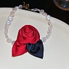 Rose Cloth Plastic Pearl Beaded Choker Necklaces FS-WGC088F-01-2