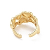 Hollow Tartan Heart Brass  Open Cuff Ring for Women RJEW-Z055-05G-01-3