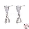 Anti-Tarnish Rhodium Plated 925 Sterling Silver Dangle Stud Earing Settings STER-K038-008P-6