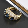 Brass Micro Pave Cubic Zirconia Cuff Open Rings for Women RJEW-L343-13G-5