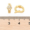 Brass Micro Pave Clear Cubic Zirconia Fold Over Clasps KK-U056-10G-3