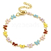 PVD Vacuum Plating 304 Stainless Steel Colorful Enamel Butterfly Link Chain Bracelets BJEW-P334-09G-1