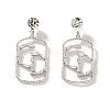 Geometric Hollow Brass Clear Cubic Zirconia Stud Earrings RV3263-2-1