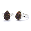 Electroplate Natural Druzy Quartz Crystal Finger Rings RJEW-I055-09P-RS-1